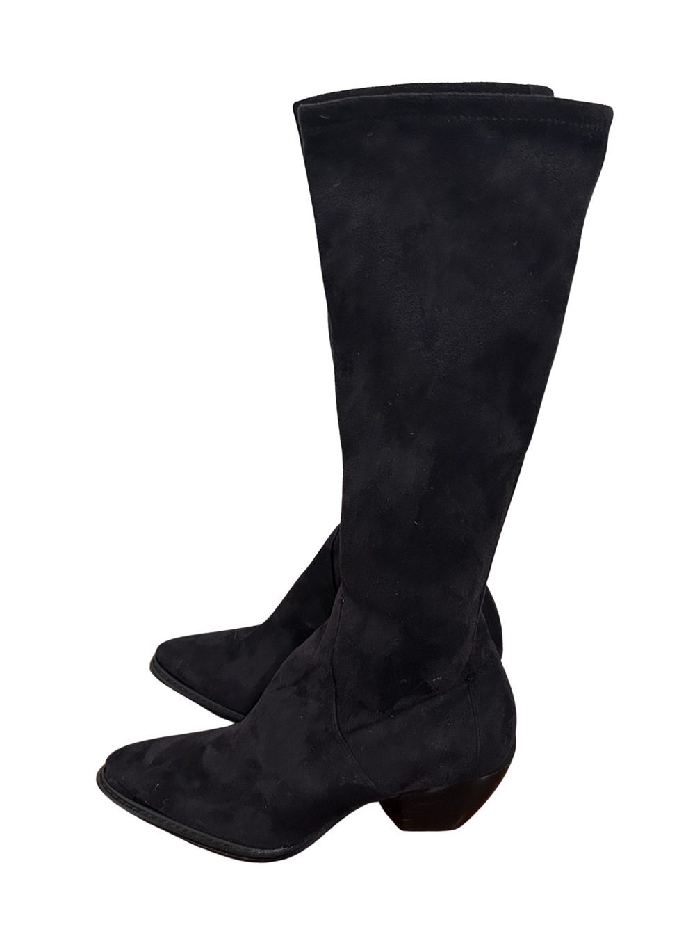 Donald J. Pliner Black Suede Fitted Heel Stretch Heel Riding Boots Size 8